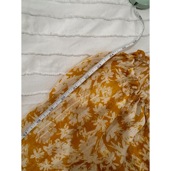 Vici Floral Long Sheer Blouse Women’s Medium Mustard Yellow Cottagecore Coquette - Picture 12 of 16